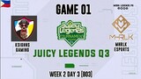 KSIGNS Gaming VS Maharlika Esports Game 01 | Juicy Legends Q3 2022 | Mobile Legends