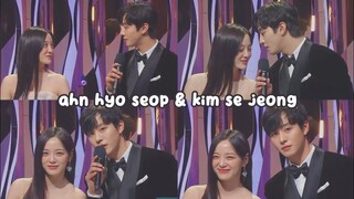 ahn hyoseop and kim sejeong moment at sbs drama awards 2022