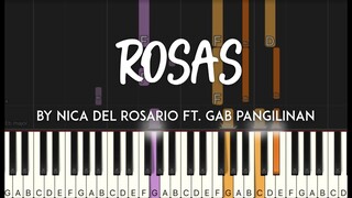 Rosas by Nica del Rosario ft. Gab Pangilinan  synthesia piano tutorial  | lyrics + sheet music