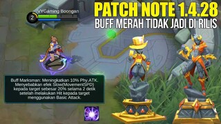 MASHA NERF, VALIR NERF, TIGREAL BUFF, PEMBATALAN BUFF MERAH - PATCH NOTE 1.4.28 MOBILE LEGENDS
