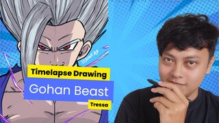 timelapse drawing Gohan Beast from Dragonball Super