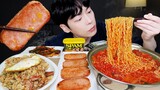 ASMR MUKBANG | 직접 만든 김치 라면 & 계란 통스팸, 소세지 야채 볶음밥 먹방 | RECIPE KOREAN HOME FOOD الأرز المنزل Nhà gạo