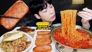 ASMR MUKBANG | 직접 만든 김치 라면 & 계란 통스팸, 소세지 야채 볶음밥 먹방 | RECIPE KOREAN HOME FOOD الأرز المنزل Nhà gạo