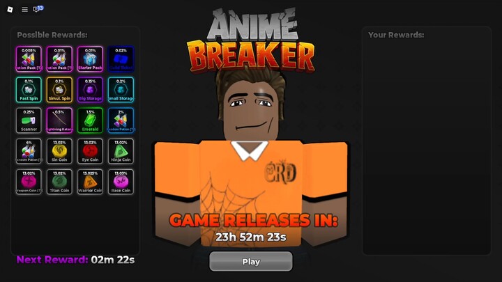 LANÇAMENTO ANIME BREAKER 24H AFK NOW #roblox