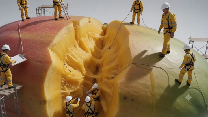 🥭 Giant Mango Construction Project | Tiny Workers at Work 👷‍♂️🏗️