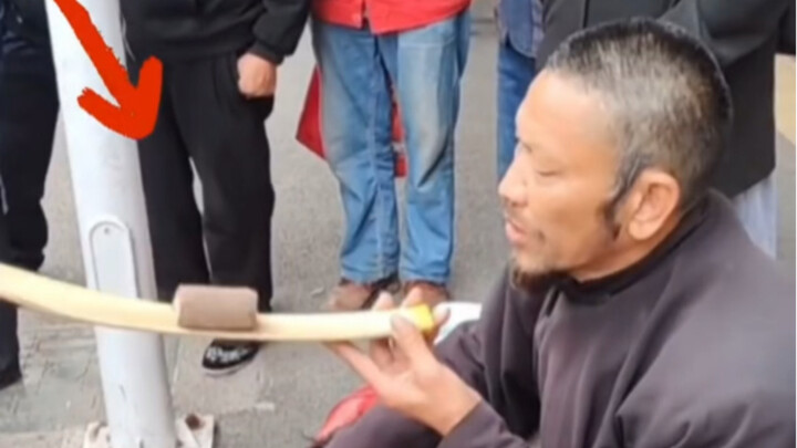 Old man performs sea jumping and walking eggs.