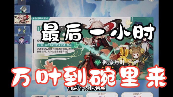【原神】万叶最后几小时，还有一个苦命风男厨苦哈哈发誓一天肝穿提瓦特，拿下万叶