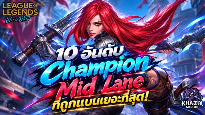 LOL WildRift : 10 อันดับแชมเปี้ยน Mid Lane ที่ถูกแบนเยอะที่สุดแรงค์ Challenger (China Server) 7.2E