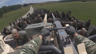 First-person perspective: driving a tank to crush the zombie horde—immersive experience at its peak!