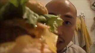Asmr Eating Sounds - Black Angus Burger and Corn Burger (Open-mouth chewing)