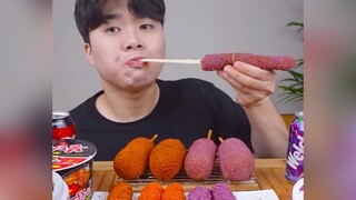 Mukbang phô-mai que chiên và mì cay #mukbang