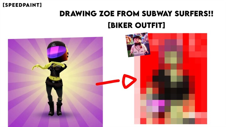 [SPEEDPAINT] Gambar zoe dari subway surfers!??!?!! (biker outfit) O_o