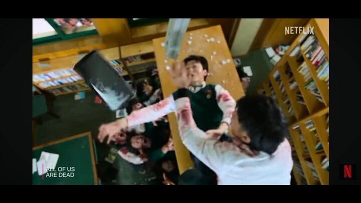 all of us are dead : two man fighting over the phone in the library where is full of zombies 🤙📱
