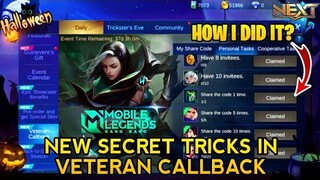 NEW TRICKS IN VETERAN CALLBACK | CLAIM ALL THE REWARDS | MOBILE LEGENDS