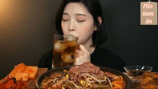 Yukgaejang mì cắt, bánh kếp với kiều mạch nha, cơm trắng 1 #amthuc