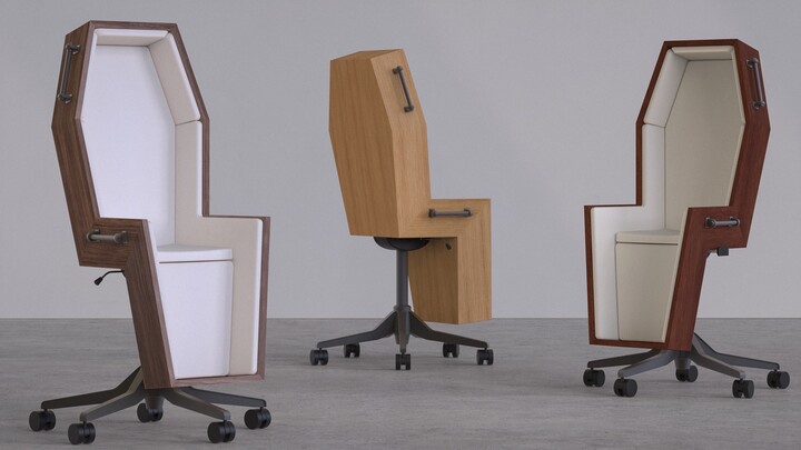 Chiếc ghế văn phòng hình quan tài của nhà thiết kế kỳ lạ người Anh – một chiếc ghế để bạn yên tâm là