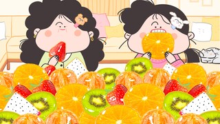 - Yanghuahua animation eating show | Crunchy rock sugar fruit, one bite without making a sound~