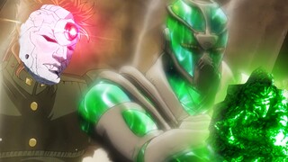 Kakyoin, makhluk pamungkas, menggunakan Green Kaz Splash