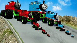 Big & Small Monster Trucks: Thomas the Tank Engine vs James the Red Engine vs DOWN OF DEATH | BeamNG