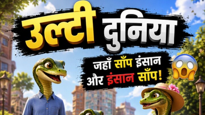 उल्टी दुनिया 😱🐍 जहाँ साँप इंसान और इंसान साँप बन गए! | AI Cartoon #shorts📝 Descriptionक्या होगा अ