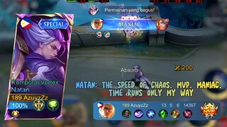 NATAN MANIAC MVP 9.7! 'TIME RUNS ONLY MY WAY' - Build Item & Emblem Tersakit Auto Win Rank!