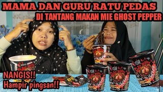 HAMPIR PINGSAN!! MAMA DAN GURU KEZYA DI TANTANG MAKAN MIE GHOST PEPPER - APAKAH KUAT SEPERTI KEZYA ?