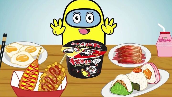 【Among us吃播篇】小黄队员挑战韩式食品综合套餐，幸福肥就是这样形成