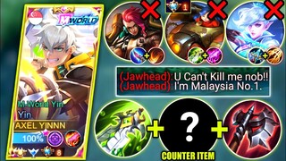 YIN VS MALAYSIA NO.1 JAWHEAD AND HILDA IN SIDELANE | YIN NEW BEST BUILD & EMBLEM | MOBILE LEGENDS