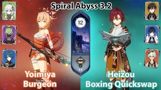 C0 Yoimiya Burgeon & C0 Heizou Boxing Quickswap | La Hoàn Thâm Cảnh Tầng 12 | Genshin Impact 3.2