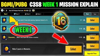 Season c3s8 M16 week 1 mission explain)Pubg Mobile rp mission | Bgmi week 1 mission explain