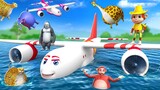 Super Plane Mission Rescue Monkey Elephant from Sea | 3D Funny Animals Comedy Videos