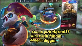 Musuh pick tigreal, kita kasih faham dengan diggie!!? - Mobile Legends