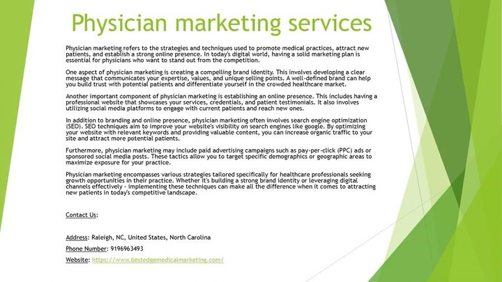 Physician marketing services