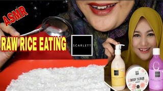 ASMR RAW RICE EATING || REVIEW PRODUK SCARLLETT WHAITENING || MAKAN BERAS MENTAH