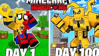 ฉันรอดมาได้ 100 วันในฐานะ GOLDEN SPIDERMAN ใน HARDCORE Minecraft