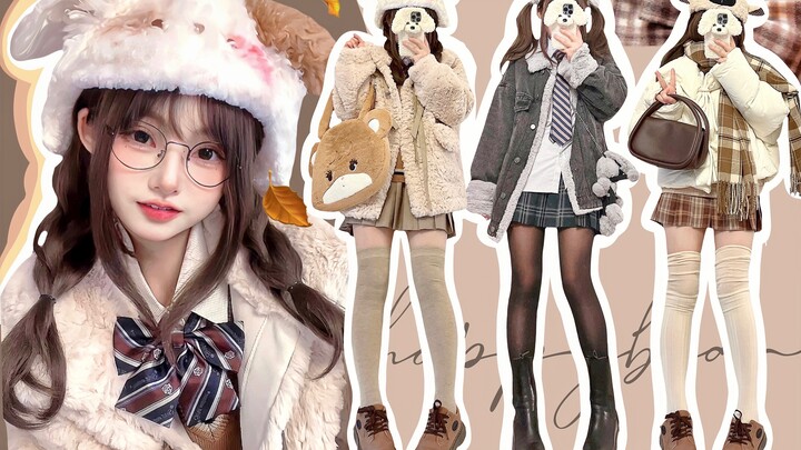 【JK Uniform】Winter Girlfriend Style 🐻 Sweet Girl Aesthetic◍˃̶ᗜ˂̶◍