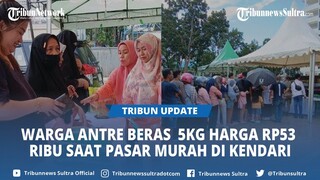 Momen Warga Antre Belanja Beras SPHP 5kg Harga Rp53.000 saat Pasar Murah Balai Kota Kendari