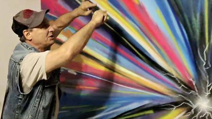 Graffiti drawing in an apartment. Freestyle style
