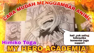 cara mudah menggambar anime my Hero academia himiko toga