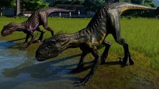 2 Indoraptor vs 2 Spinoraptor vs 2 Velociraptor - Jurassic World Evolution (1080p 60FPS)