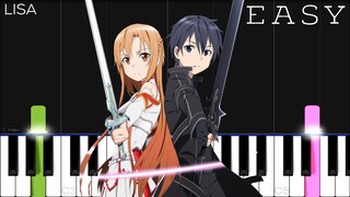 Sword Art Online OP 1 - Crossing Field - LiSA | EASY Piano Tutorial