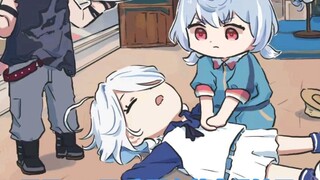 Fu Nina cosplays as Fu Carlos? Fainted by the servant?
