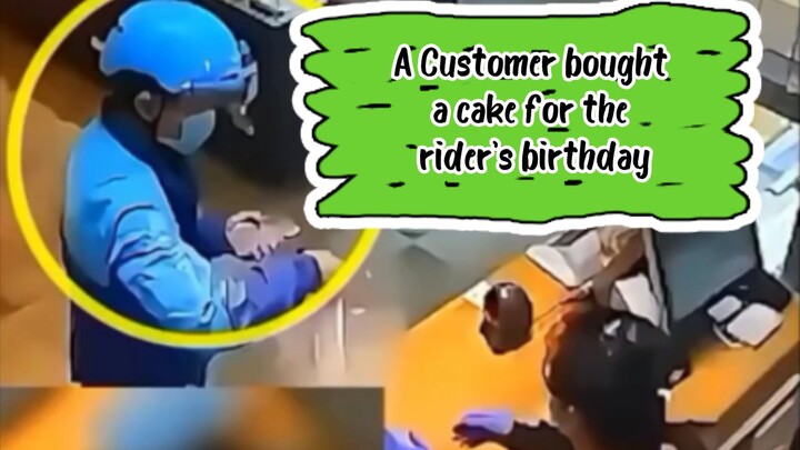 A Customer surprise a rider on his birthday by buying him a cake