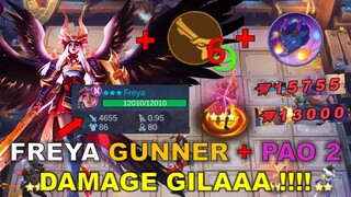 FREYA GUNNER DITAMBAH PAO SKILL 2 !! DAMAGENYA GILAAA !!!! INILAH COMBO MAGIC CHESS TERKUAT 2021