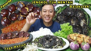 MUKBANG LALAPAN JENGKOL MENTAH + BALAKUTAK CUMI PEDAS + IKAN ASIN LALAPAN MENTAH SAMBAL TERASI