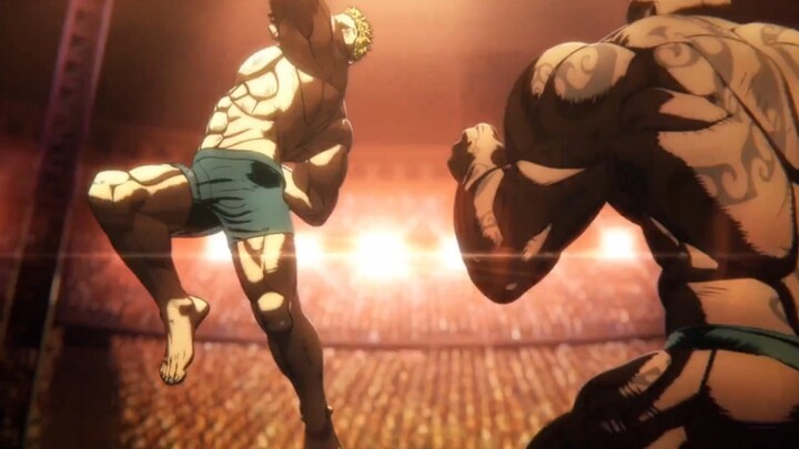 Kengan Ashura, a superhuman macho man vs a cunning mercenary