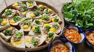 Món ngon từ bánh mì cũ. Bánh mì hấp thịt băm trứng cút - Bin Đen Miền Tây # 155