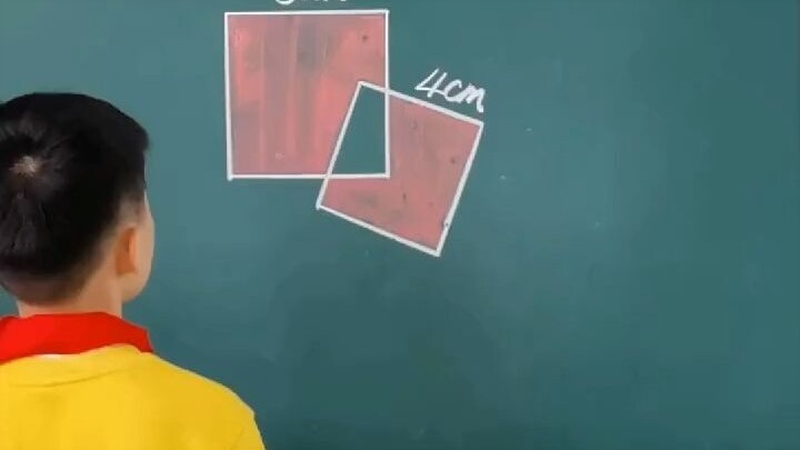 Find the difference in area between the two shaded square regions!