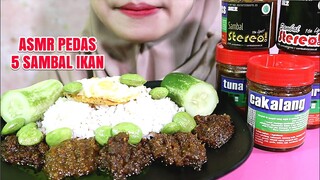 ASMR PEDAS 5 SAMBAL IKAN + PETE TELOR CEPLOK | ULUL ASMR MUKBANG INDONESIA