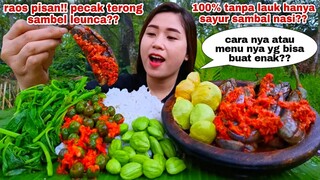 MAKAN LAUK NDESO PECAK TERONG SAMBEL LEUNCA LALAPAN JENGKOL MENTAH CAMPUR PETE REBUSAN DAUN BAYAM